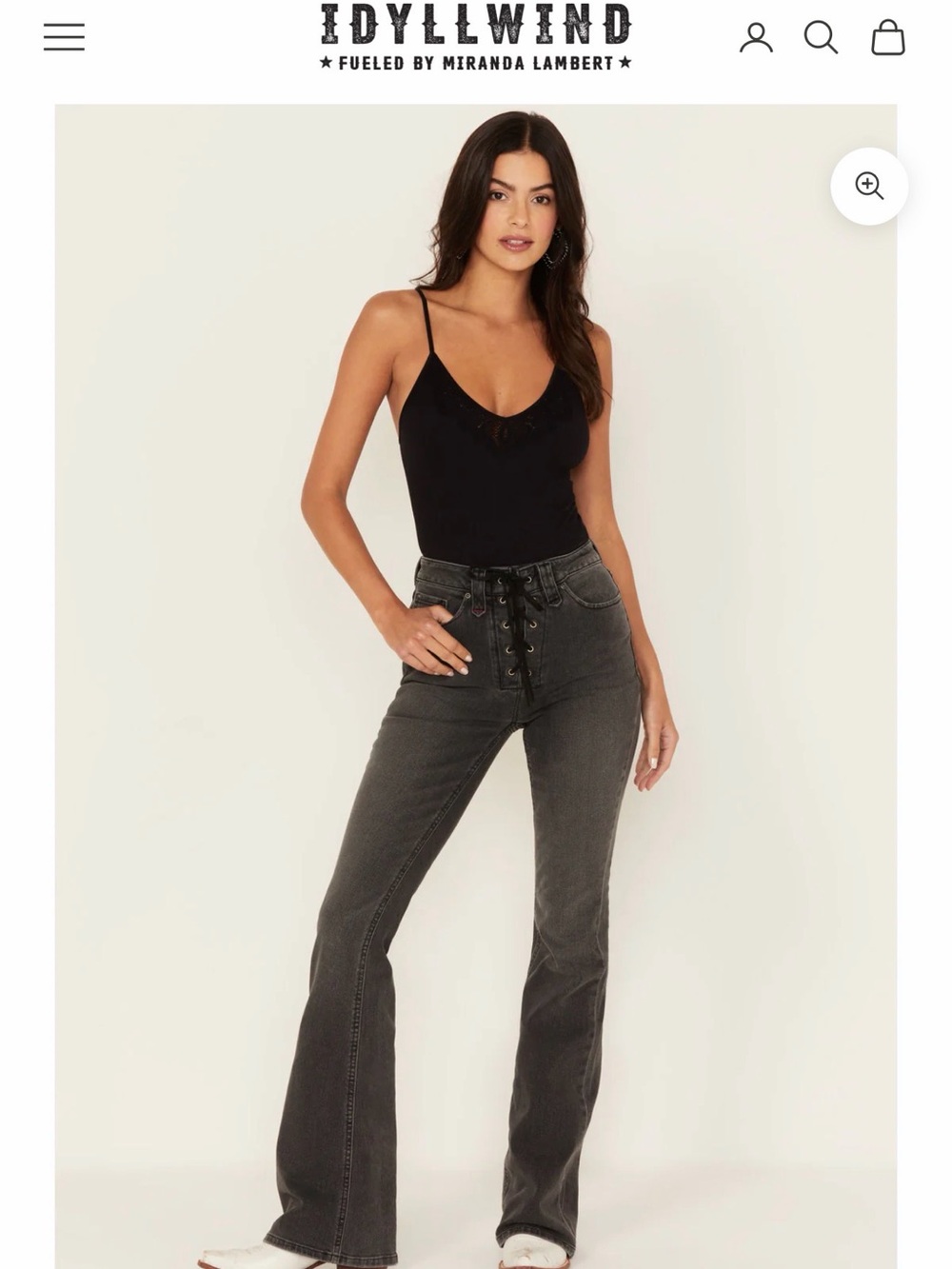 Idyllwind Lace-Up High-Rise Flare Jeans - 0